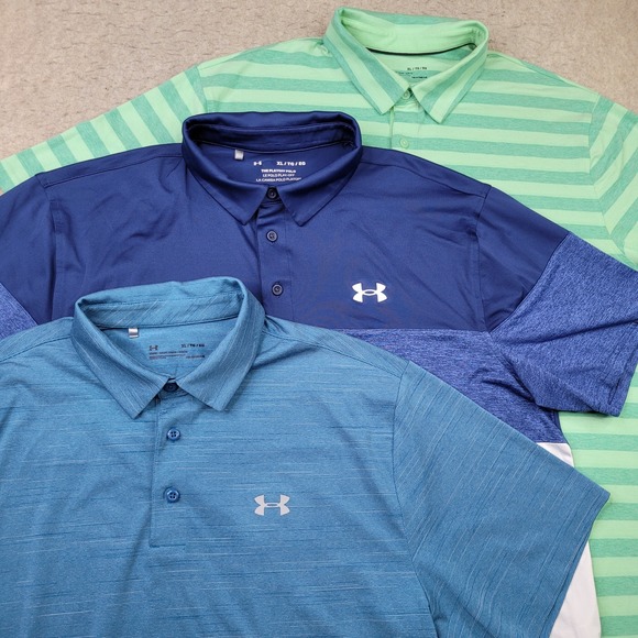Under Armour The Playoff Polo Shirts Performance Polo XL Lot Of 3 Golf Polo Blue - Picture 1 of 15
